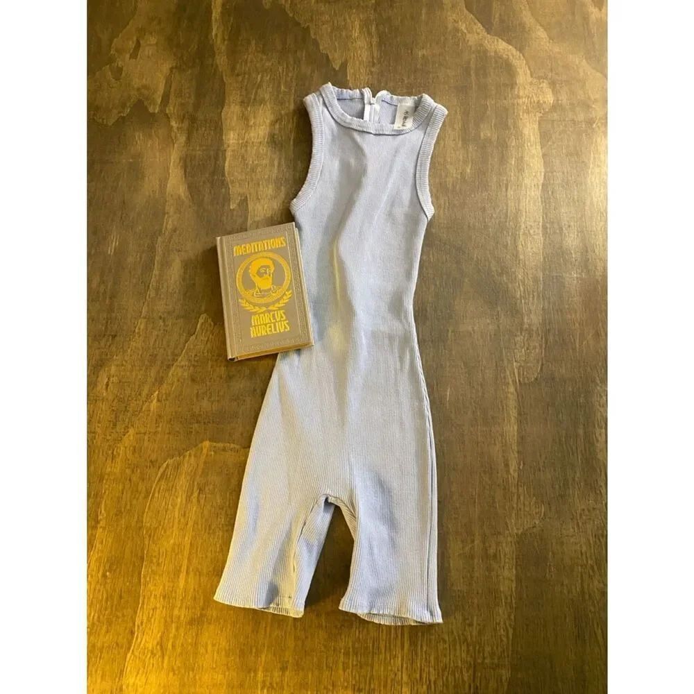 As Revival Light Blue Ribbed One-Piece Romper